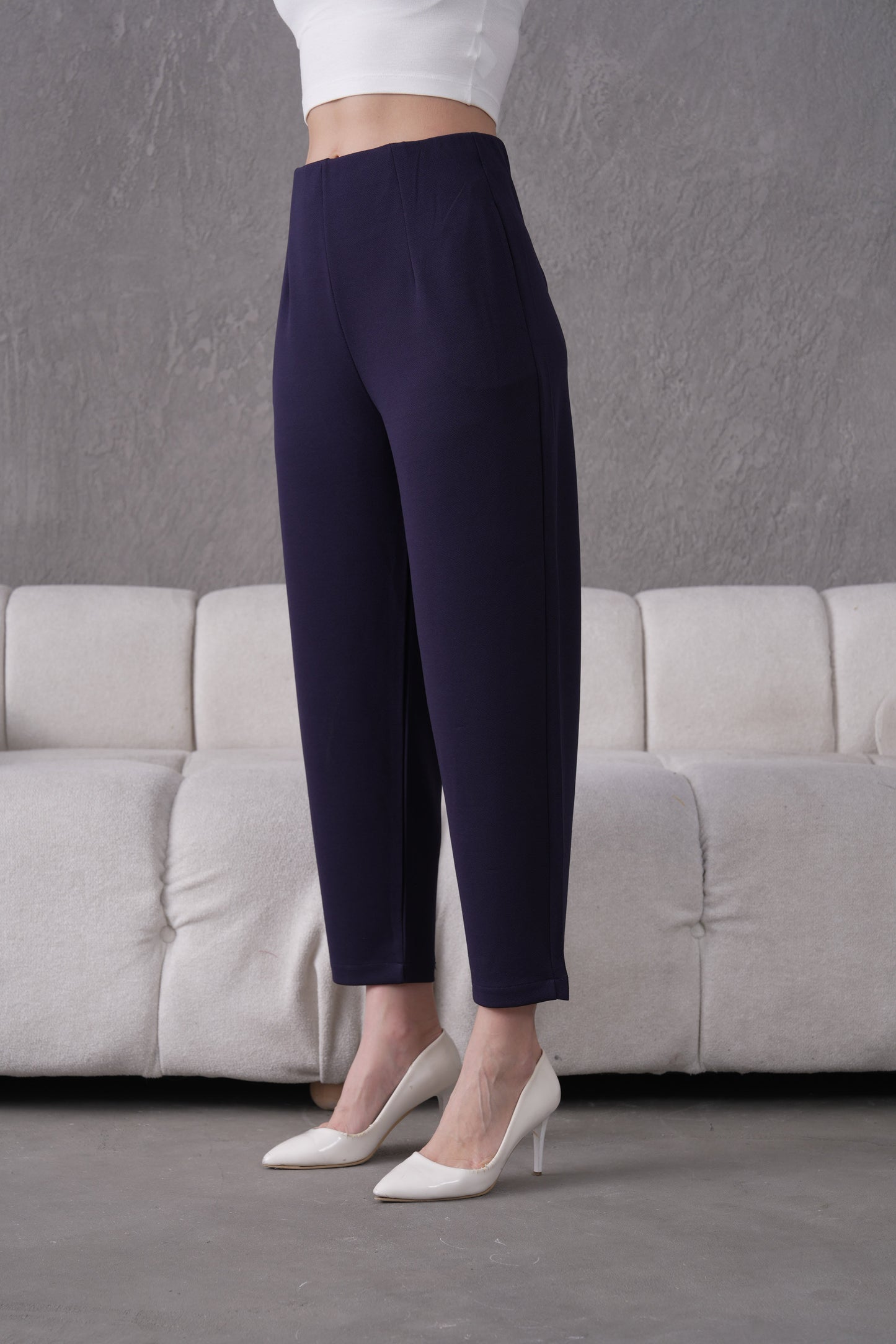 İthal Krep Kumaş Şalvar Model Balon Pantolon-Lacivert
